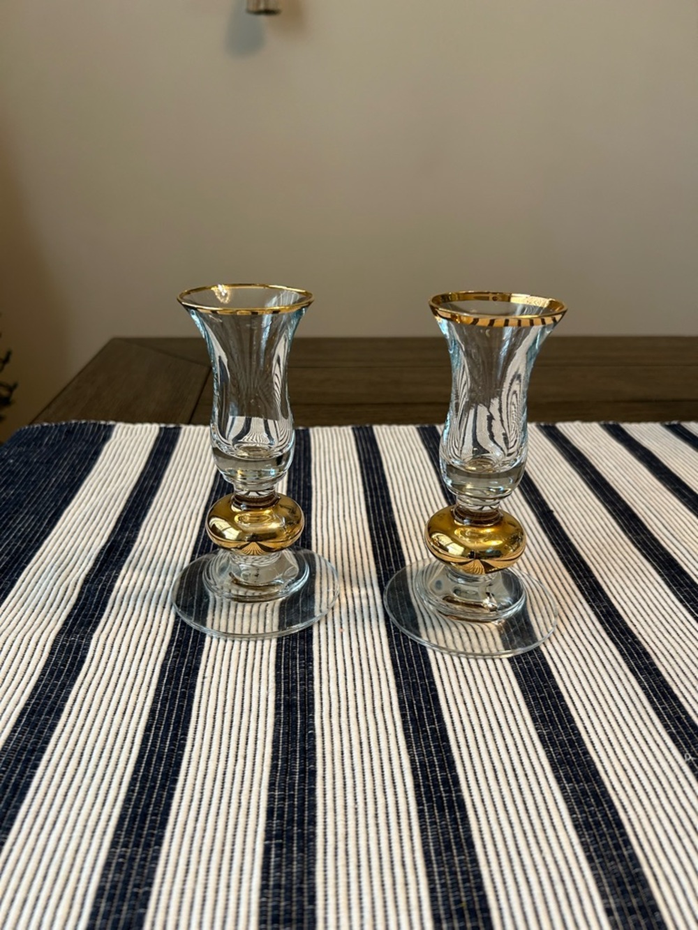 Colony Turkish Glass Candle Holders with Gold Accent